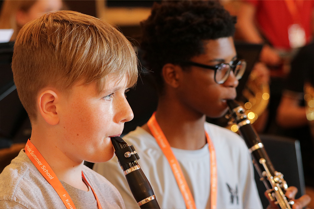 Young musicians playing the clarinet in the Kent Youth Wind Orchestra